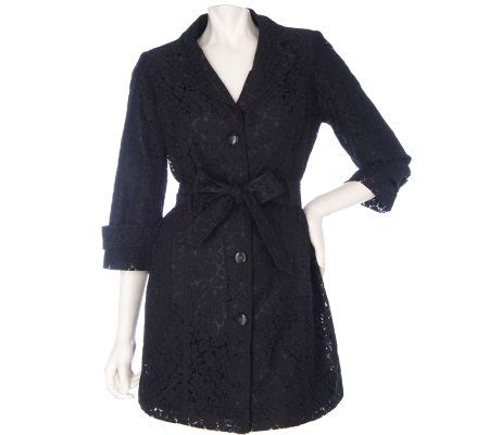 Janie Bryant MOD Lace Trench Coat with Self Belt - A214122