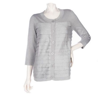 Kelly by Clinton Kelly 3/4 Sleeve Pleat Front Sweater - A214722