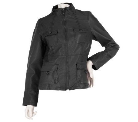 Kelly by Clinton Kelly Zip Front Faux Leather Jacket - A217622