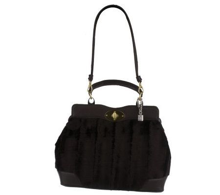 Park Avenue Faux Fur Satchel w/ Patent Trim By VT Luxe - A219122