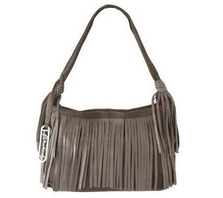 B.Makowsky Glove Leather Hobo Bag with Fringe Detail - A220122