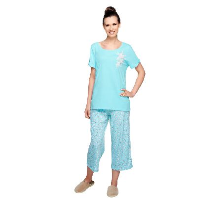 Carole Hochman Conversational 100Cotton Jersey 2-piece Capri - A220522