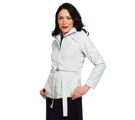 Kris Jenner Kollection Faux Leather Jacket with Lace Up Detail - A222822