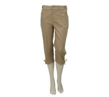 Denim & Co. Cargo Capri Pants with Tie at the Bottom - A224922