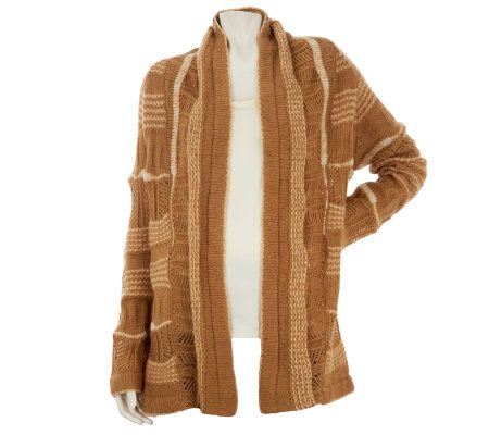 Liz Claiborne New York Tonal Stripe Open Front Sweater - A226522