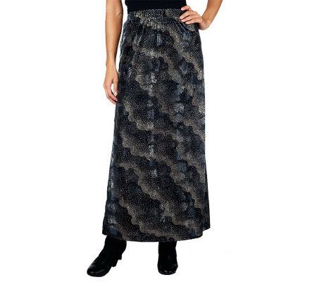 George Simonton Burnout Velvet Knit Skirt with Elastic Waistband - A228322