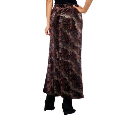 George Simonton Burnout Velvet Knit Skirt with Elastic Waistband