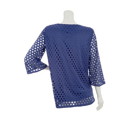 George Simonton Bateau Neck Eyelet Knit Tunic with Cami