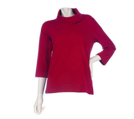 As Is Denim & Co. Essentials 3/4 Sleeve Drape Neck Knit T-Shirt - A236222