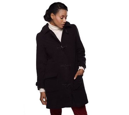 Denim & Co. Microfleece Fully Lined Toggle Coat w/ Removable Hood - A3122