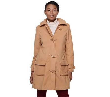 Denim & Co. Microfleece Fully Lined Toggle Coat w/ Removable Hood - A3122