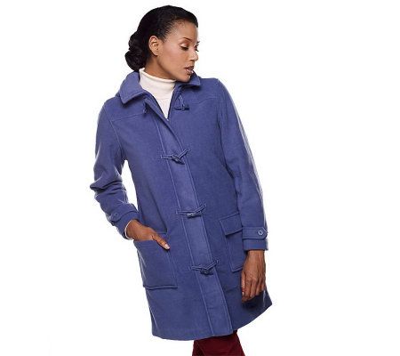 Denim & Co. Microfleece Fully Lined Toggle Coat w/ Removable Hood - A3122