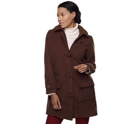 Denim & Co. Microfleece Fully Lined Toggle Coat w/ Removable Hood - A3122