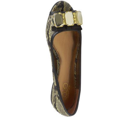LOGO by Lori Goldstein Open Toed Flats with Ribbon and Jewels