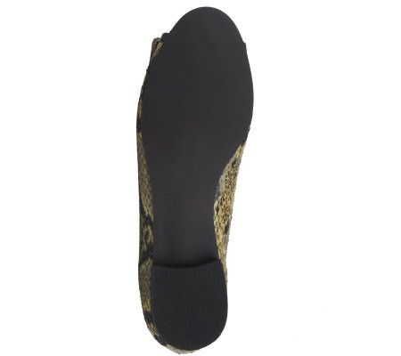 LOGO by Lori Goldstein Open Toed Flats with Ribbon and Jewels