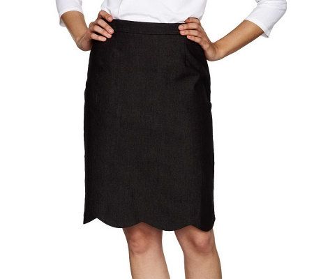 Isaac Mizrahi Live! Scallop Edge Skirt - A200523