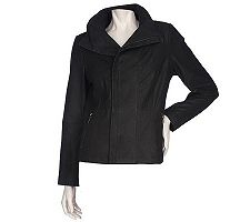 K-DASH by Kardashian Suede Zip Front Jacket w/ Knit Sleeves