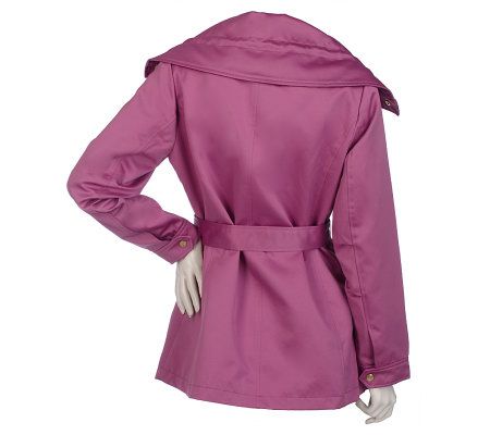 Dennis Basso Water Resistant Satin Jacket w/Adjustable Collar