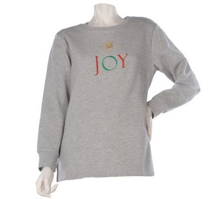 Quacker Factory Holiday Sparkle Sayings Sweatshirt - A218723