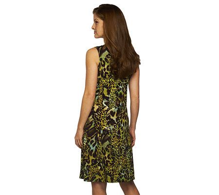 Susan Graver Set of 2 Liquid Knit Print and Solid Dresses