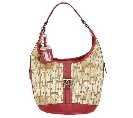 Tignanello Signature Print Hobo Bag w/ Front Buckle Detail - A226323
