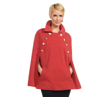 Joan Rivers Classic Cape w/ Double Side Buttons - A227123