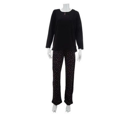 Stan Herman Novelty Solid/Printed Microfleece 2pc Pajama Set - A227923