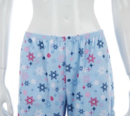 Stan Herman Novelty Solid/Printed Microfleece 2pc Pajama Set