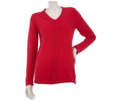 Liz Claiborne New York Cotton Cashmere Cabled Sweater - A229223