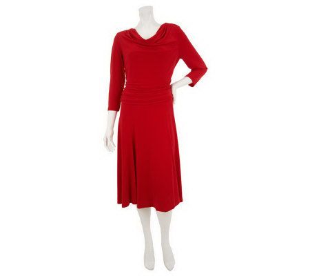 George Simonton Milky Knit Dress with Draped Neck & Seam Detail - A230323