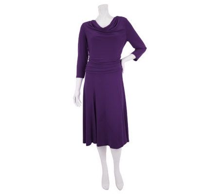 George Simonton Milky Knit Dress with Draped Neck & Seam Detail - A230323