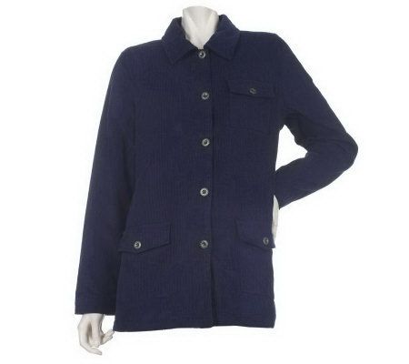 As Is Denim & Co. Long Sleeve Corduroy Barn Jacket w/ Sherpa Lining - A236623