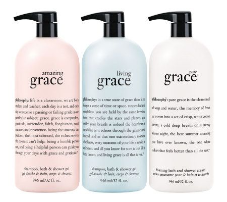 philosophy super-size trio of grace 3-in-1 gels, 32 oz.