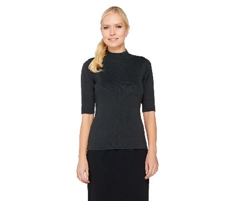 Linea by Louis DellOlio Mock Neck Short Sleeve Sweater - A87423