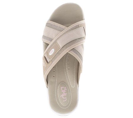 Ryka Lightweight Fabric & Mesh Cross Strap Slides