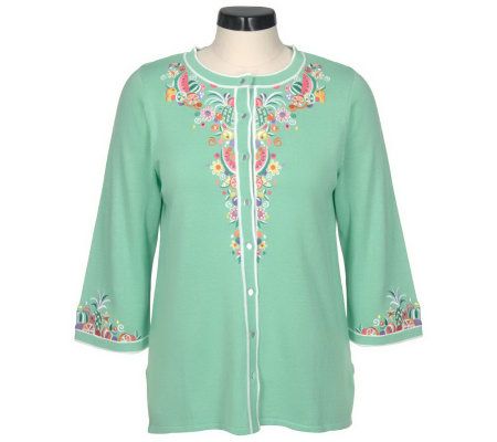 Bob Mackies Embroidered Ambrosia Cardigan - A13024