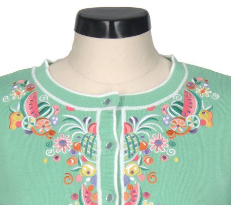 Bob Mackies Embroidered Ambrosia Cardigan