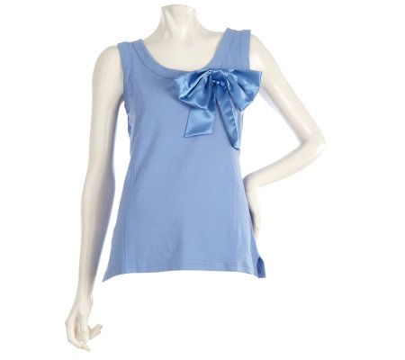 Kathleen Kirkwood Cotton Stretch Cami with Removable Bow - A198724