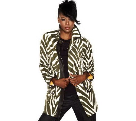 Isaac Mizrahi Live! Animal Printed Button Front Coat - A203524