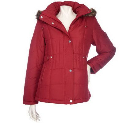 Centigrade Quilted Zip Front Jacket with Faux Fur Trim - A210224
