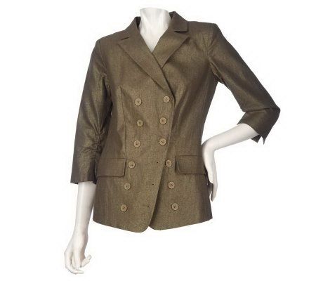 K-DASH by Kardashian Metallic Foil Boyfriend Jacket - A214324