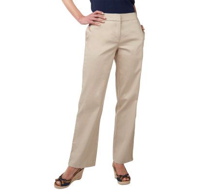 Liz Claiborne New York Cotton Sateen Straight Leg Jackie Pants - A216024