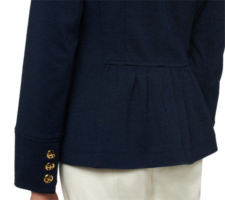 Linea by Louis DellOlio Ponte Knit Blazer w/Back Peplum Detail