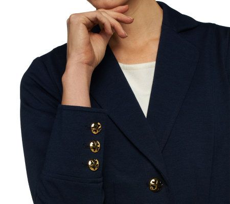 Linea by Louis DellOlio Ponte Knit Blazer w/Back Peplum Detail