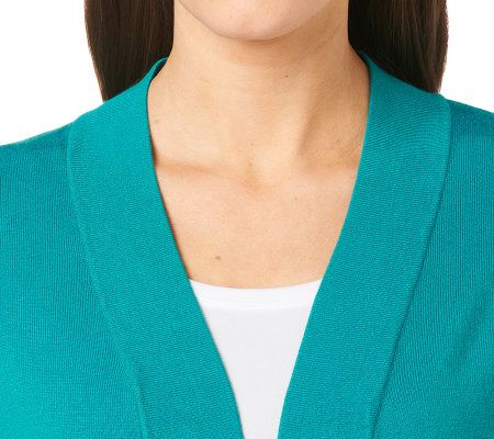 Susan Graver Sweater Knit 3/4 Sleeve Open Front Shrug