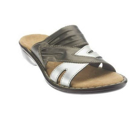 Clarks Bendables Ina Cali Leather Cross Strap Slides - A223324