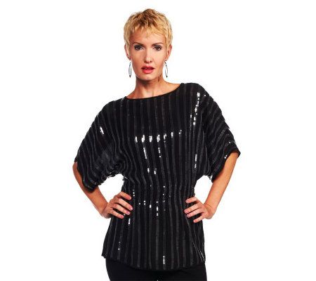 Joan Rivers Draped in Shimmer Sequin Top - A227124