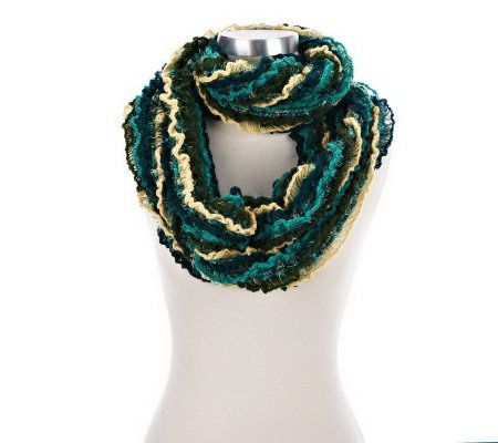 Collection 18 Brushed Feather and Ruffle Eternity Scarf - A227324