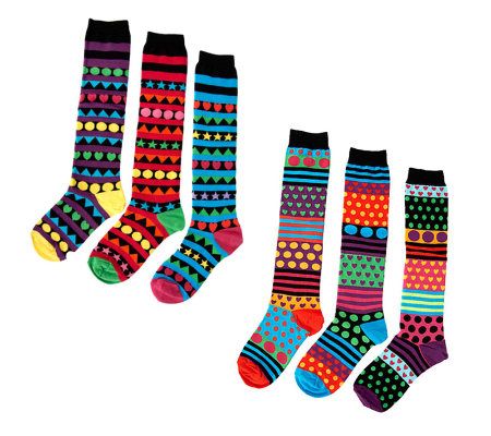 little missmatched 6-pack Zany Stripe Icon Knee High Sock - A228524