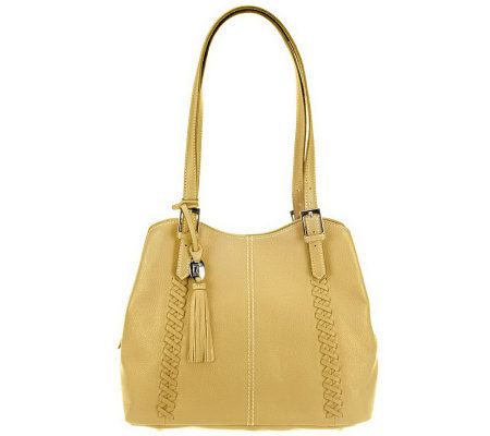 Tignanello Pebble Leather Shopper with Whipstitch Detail - A231024